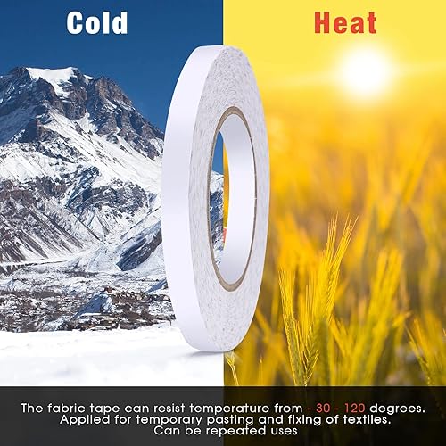 Miniatura 4 de Outus Cinta adhesiva de doble cara para dobladillo, cada una de 54.6 yardas, sin planchado, para alteraciones de pegado de ropa, cinta adhesiva para