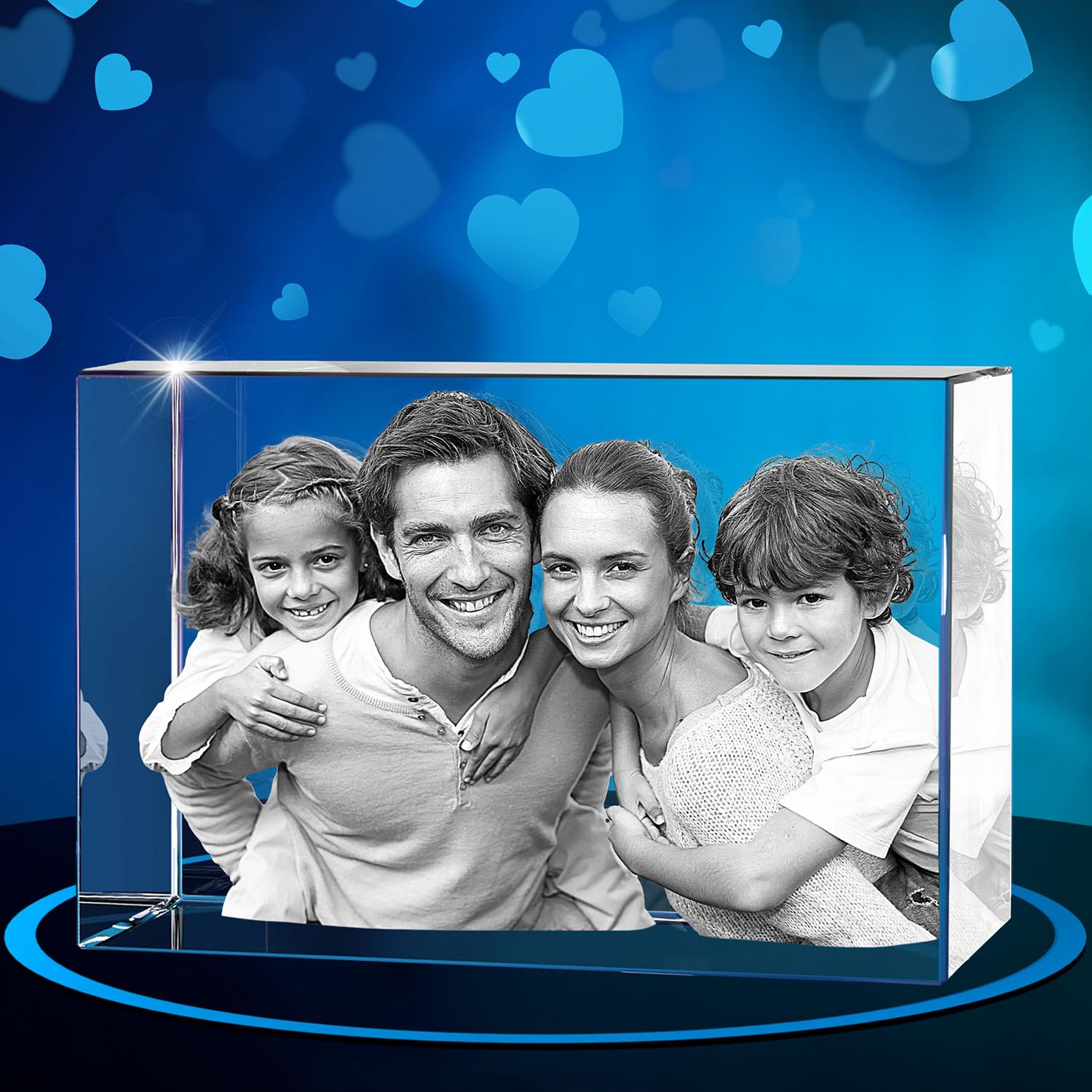 ArtPix 3D Crystal Photo, Valentines Day Personalized Gifts for Wife, Women, Men, Her, Him, Great V-Day Custom Gift With Your Own Photo, Customized Glass 3D Laser Etched Picture Wedding