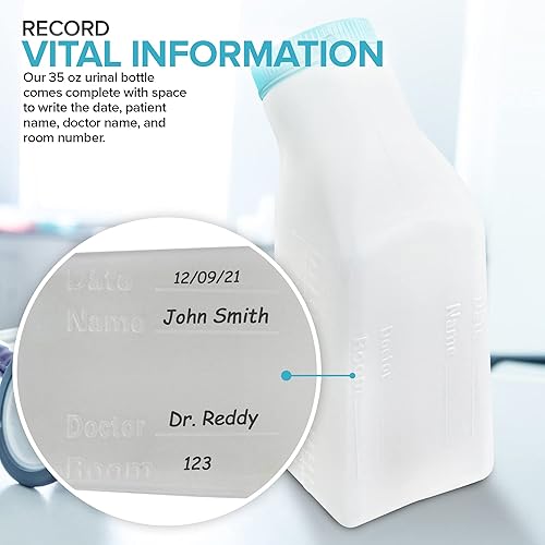 Miniatura 6 de Botella de orina masculina (35 onzas), urinarios portátiles para hombres a prueba de derrames nocturnos, botellas de orina para hombres con tapa de