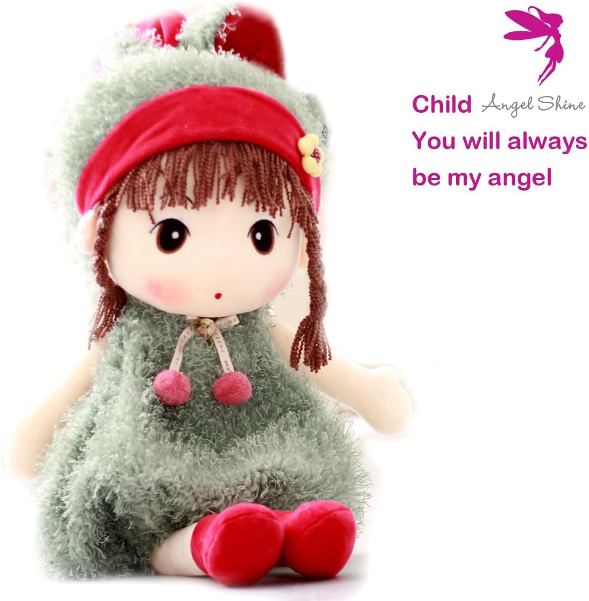 Angel Shine Lovely Huggable 17 inch Stuffed Plush Girl Toy Doll (Green)