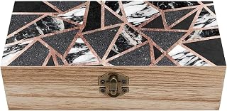 Rose Gold Marble Wooden Keepsake Box Wooden Keepsake Memory Decorative Box for Him Her Wooden Crates Set for Photos Letters Crafts & Home Organization