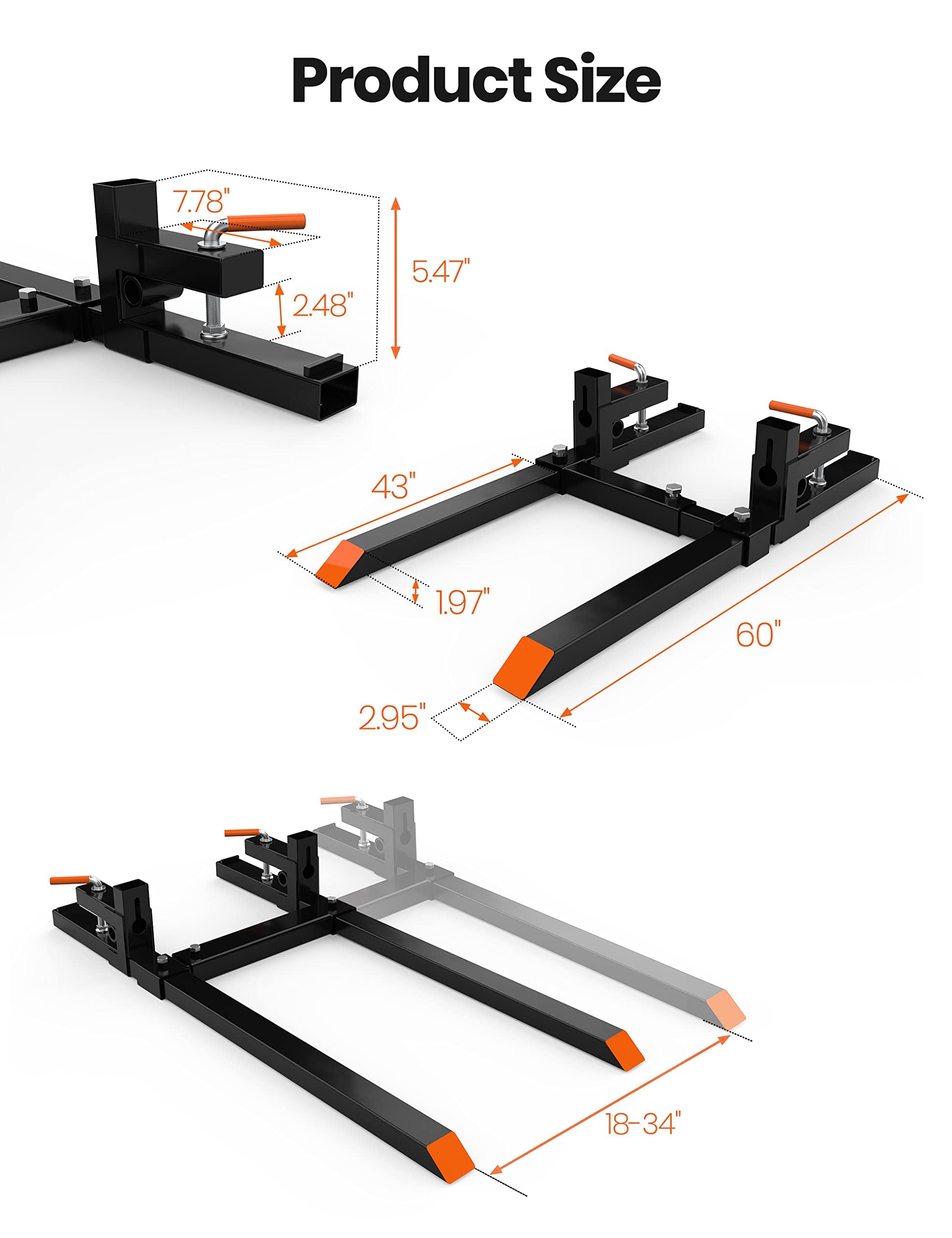 GarveeLife Palettengabeln für Frontlader, 109 cm, bis 1814 kg