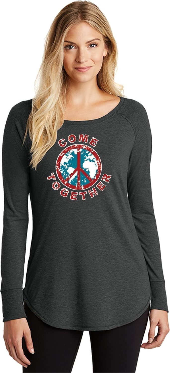 Buy Cool Shirts Ladies Peace T-Shirt Come Together Tri Blend Long Sleeve