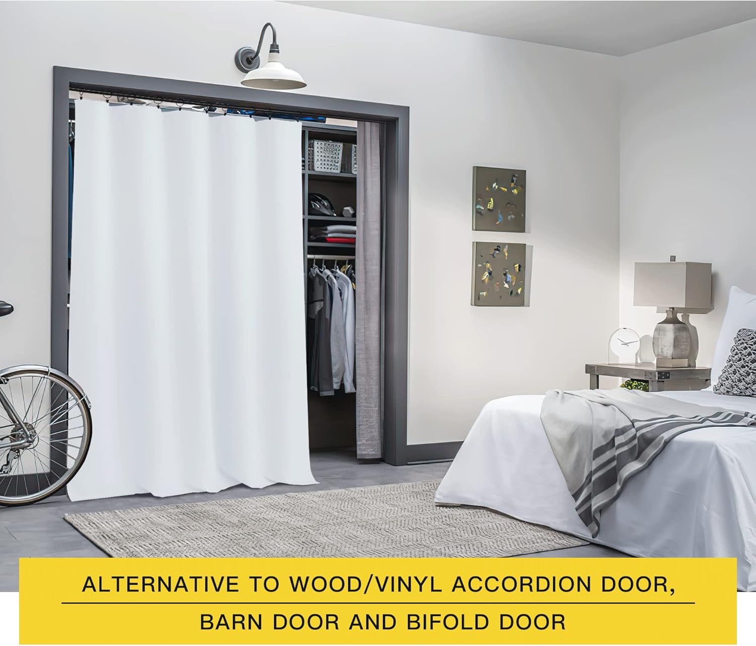 NICETOWN Patio Door Curtain Vertical Blinds, Reduce Sunlight Rod Pocket & Back Tab Room Divider Curtain Panel for Furniture Protecting (Greyish White, 70 inches Wide x 84 inches Long, 1 PC)