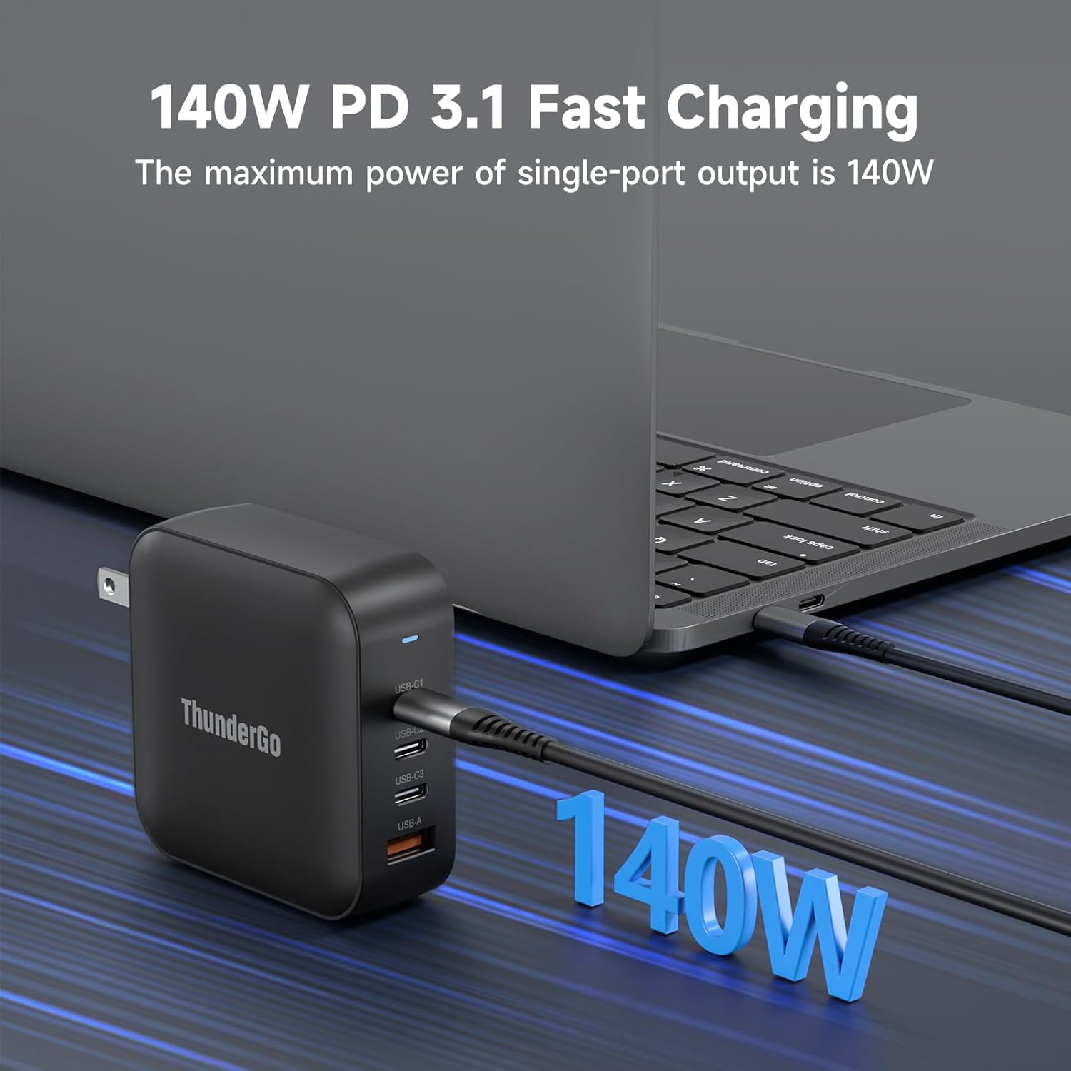 240W GaN Charger, 4-Port USB C Fast Charging Station with 140W Max PD 3.1 Port, Compact Travel Wall Adapter for MacBook Pro/Air M3/M2/M1, Laptops, iPhone 15/14, Galaxy S24/S23, iPad, Steam Deck - Image 2