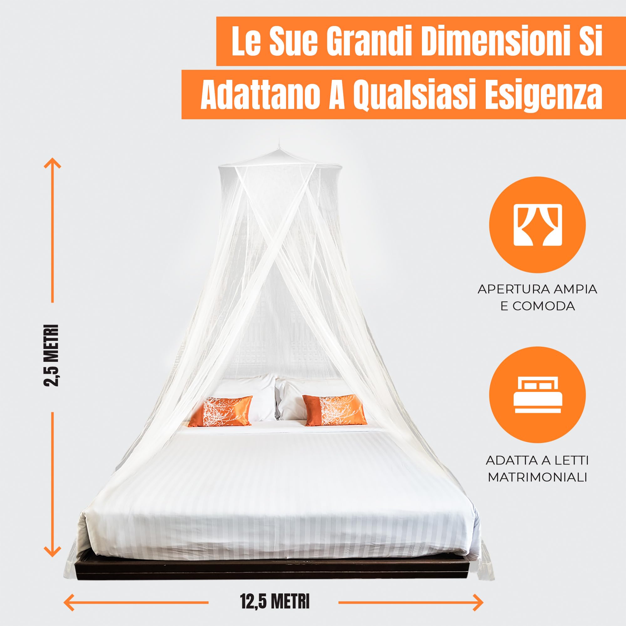MEKKAPRO Zanzariera Letto Matrimoniale XL, Zanzariera da Letto Matrimoniale a Baldacchino, Culle o Amache, Zanzariera per Letto Matrimoniale con 2 Aperture, Contro Mosche, Vespe e Altri Insetti