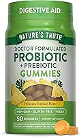 Nature's Truth Vegan Probiotic + Prebiotic Gummies for Adults | 1 Billion Cultures, Tropical Flavor, Gluten-Free Digestive Support