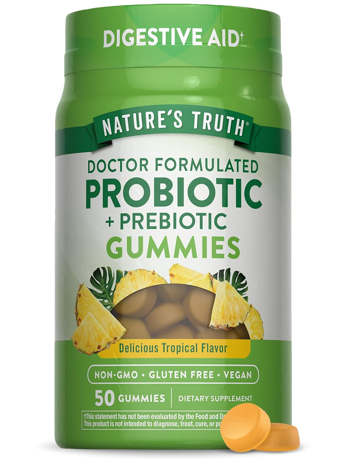 Natures Truth Probiotic Gummies for Adults 50 Count Vegan Non-GMO Gluten Free Digestive Health Supplement