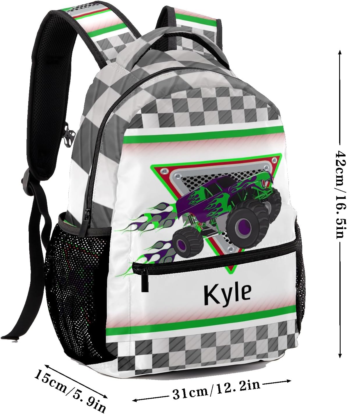 Personalized Name Monster Truck Cool Kids Backpack for Boys and Girls Toddler Backpack Waterproof Preschool