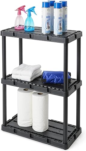 Miniatura 6 de Gracious Living Knect-A-Shelf - Unidad de almacenamiento de 3 estantes de 24 x 12 x 33 pulgadas, sistema organizador para el hogar, garaje o sótano,