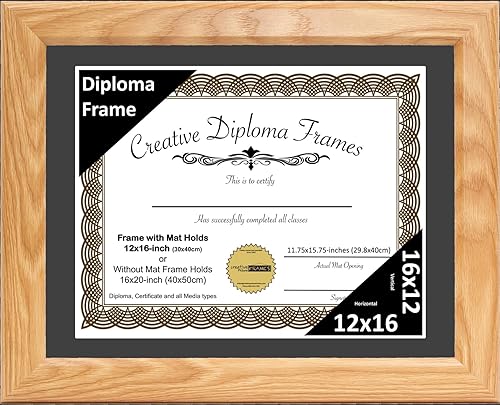 Vista 50 de Creative Picture Frames Marco de diploma con acabado de roble de 8 x 10 pulgadas, con caballete de vidrio negro y colgadores de pared instalados