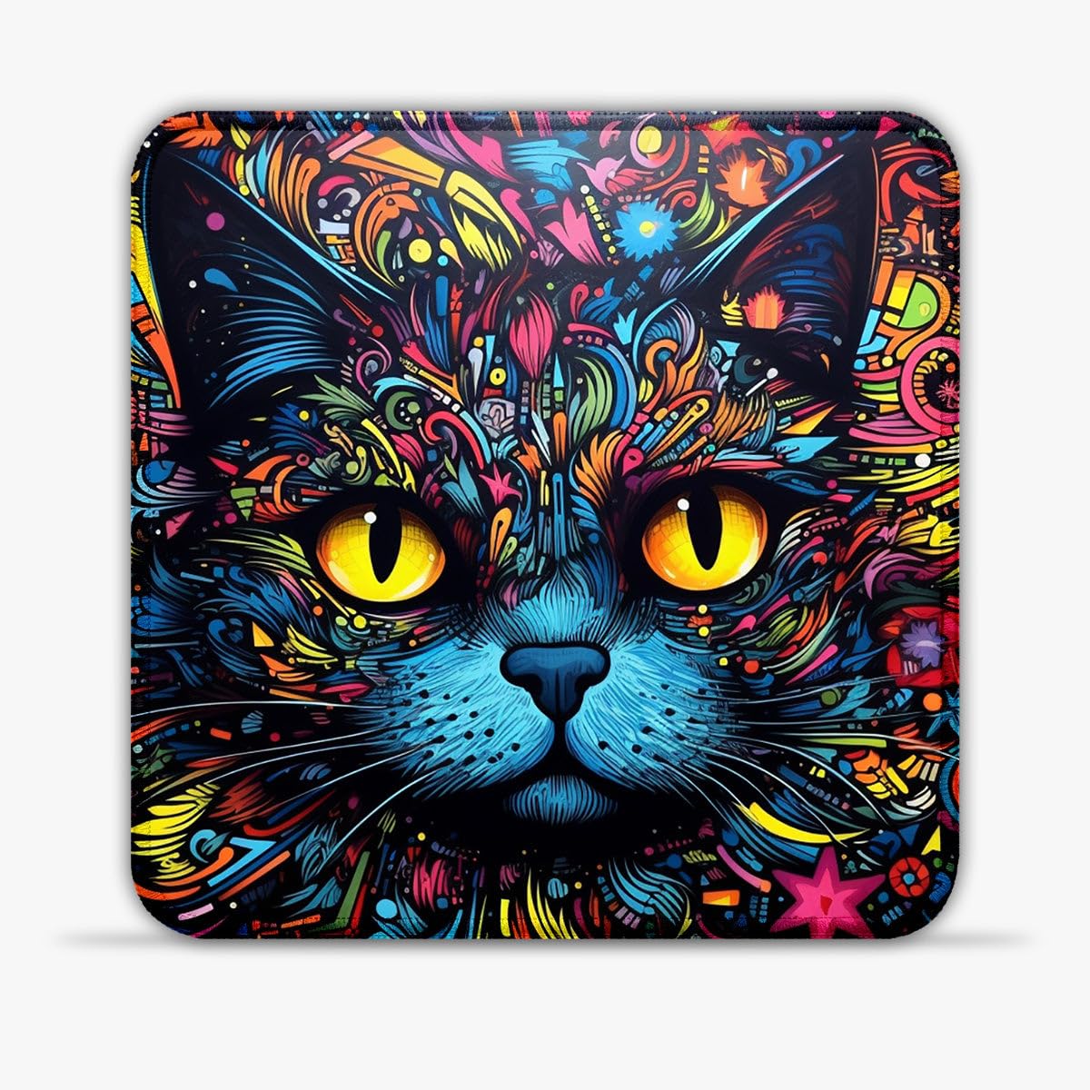 Alfombrilla de ratón para juegos con diseño de gatos (11.8 pulgadas), alfombrilla de mouse duradera con bordes cosidos, superficie de licra con costuras antideshilachado y base de goma para control de