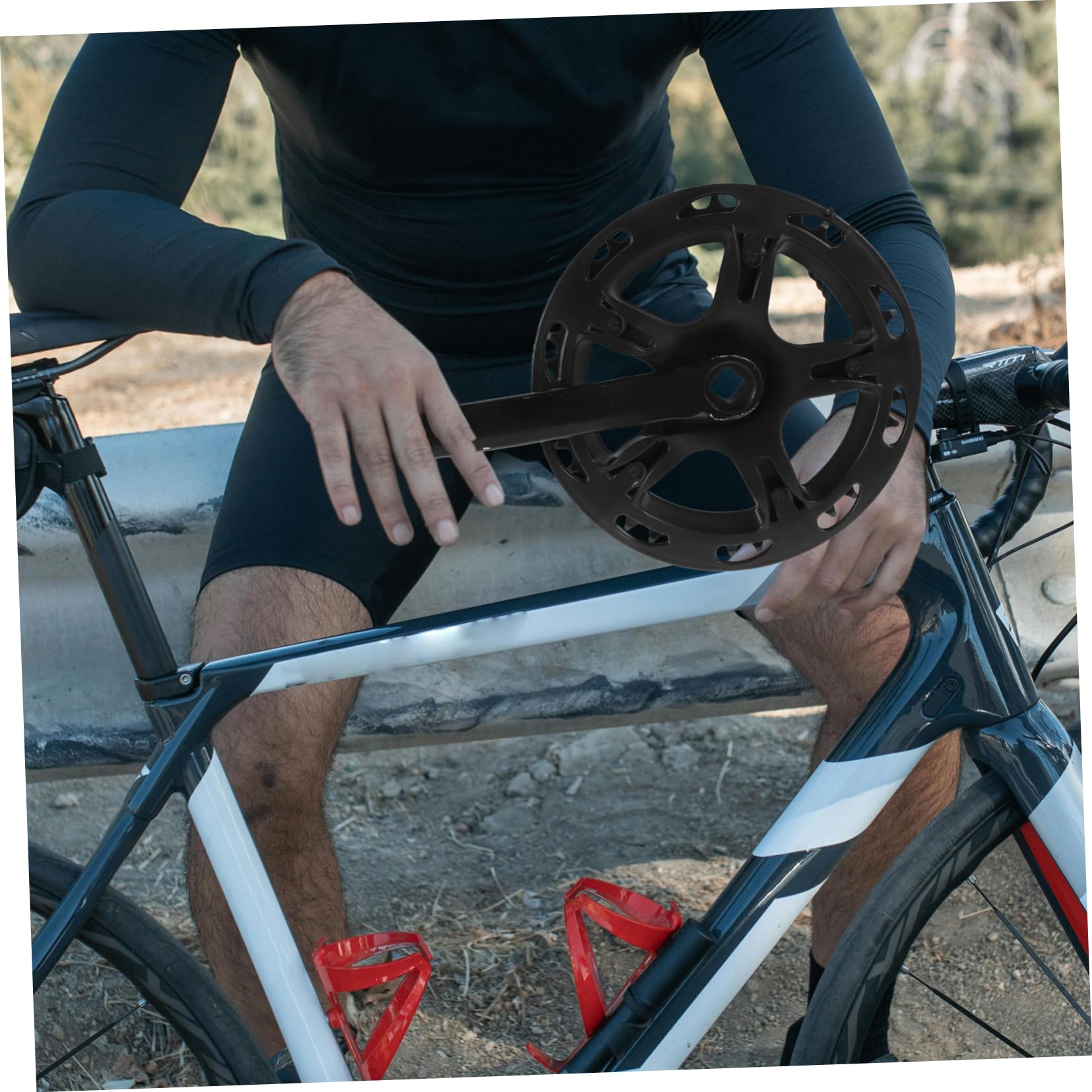 BESPORTBLE Set di Guarnitura Bici in Acciaio Nero Fori di Precisione e Corona Sostituibile, Accessorio Robusto per Riparazione e Manutenzione Bike