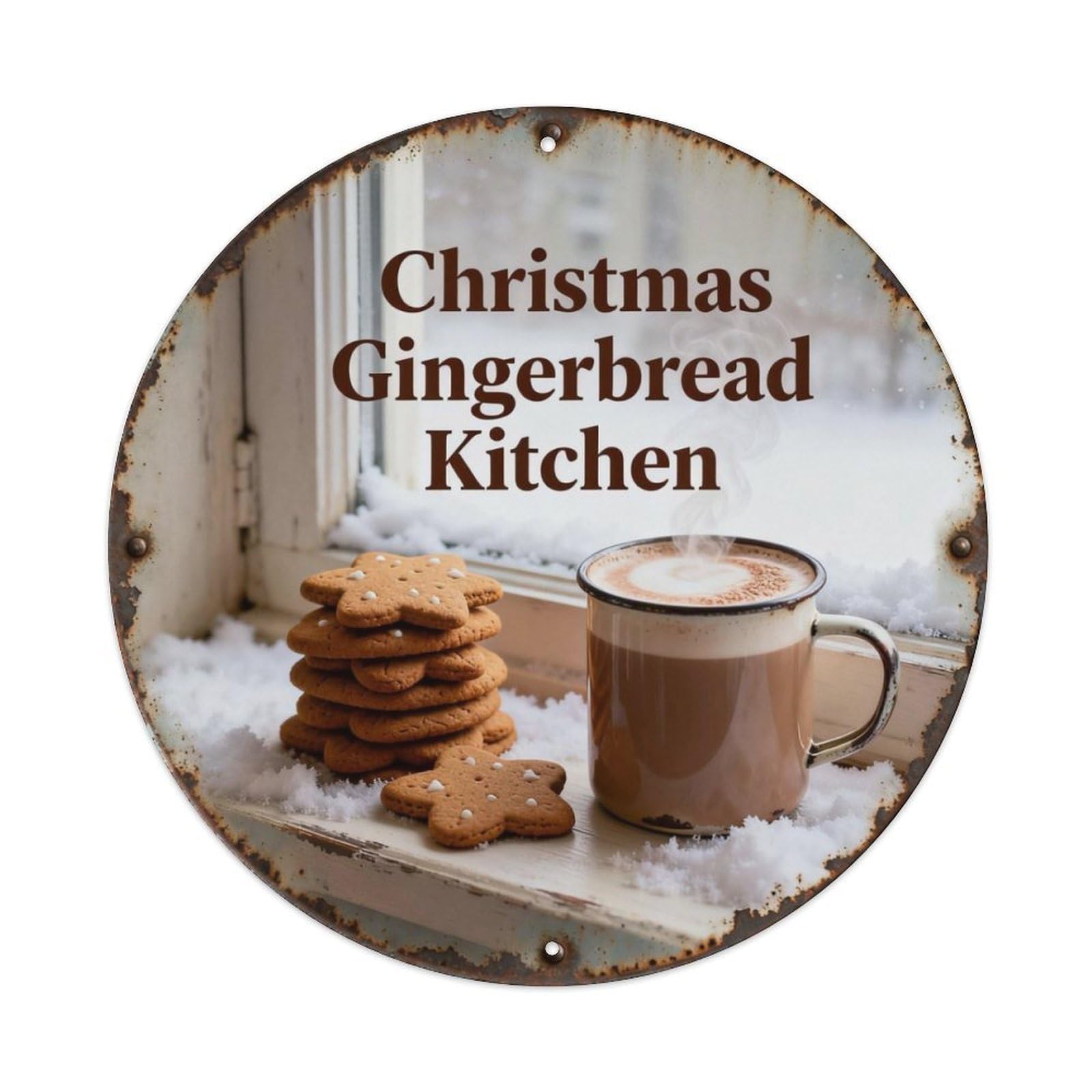 Christmas Gingerbread Kitchen Metal Tin Sign Plaque