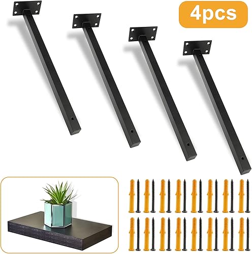 Miniatura 10 de 4 soportes flotantes de 14 pulgadas para estantes ciegos resistentes, soportes de pared ocultos de acero inoxidable para estantes flotantes de