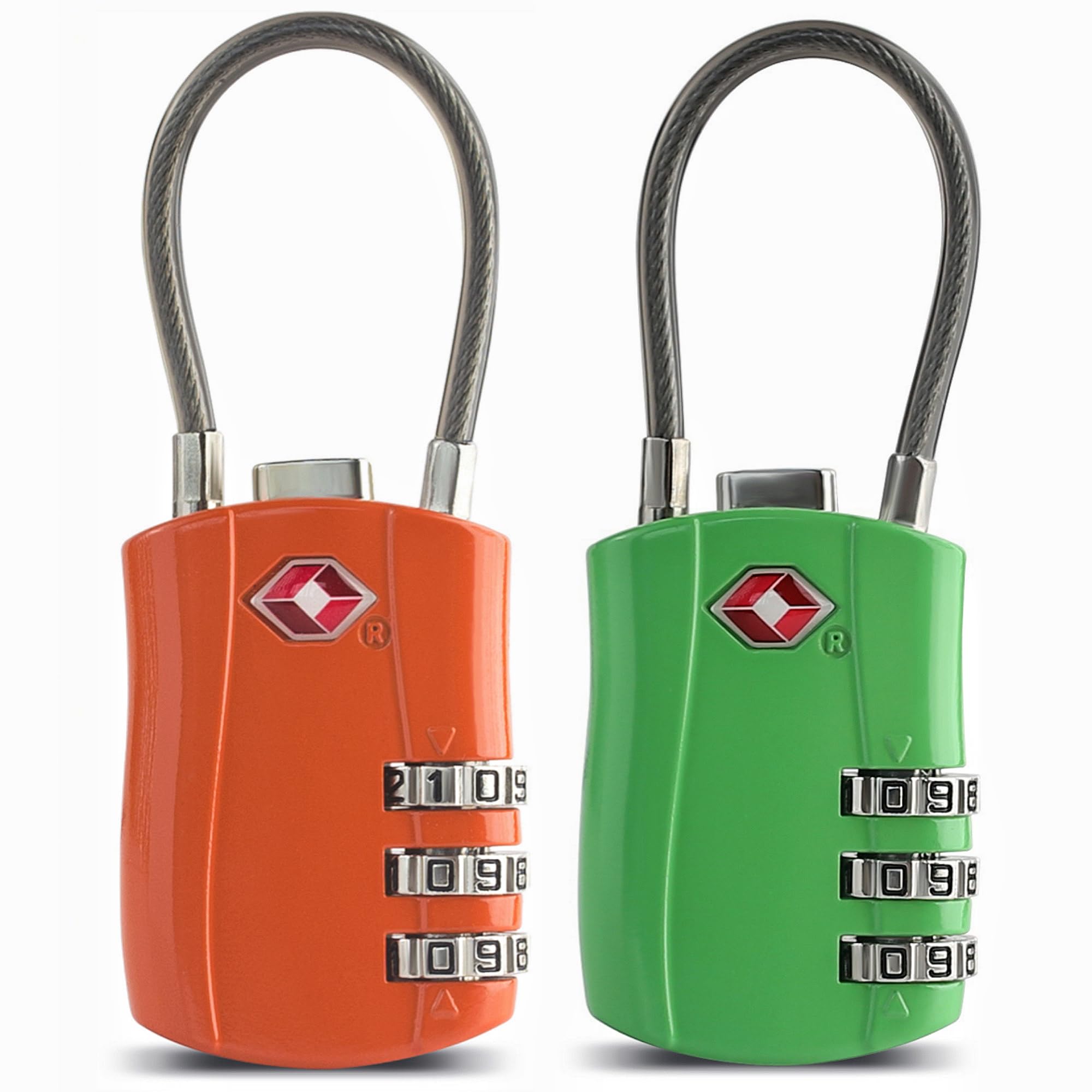 Sunkizzrs® Set of 2 Metal Cable TSA Locks for Luggage，Orange + Green | TSA Locks-image-31