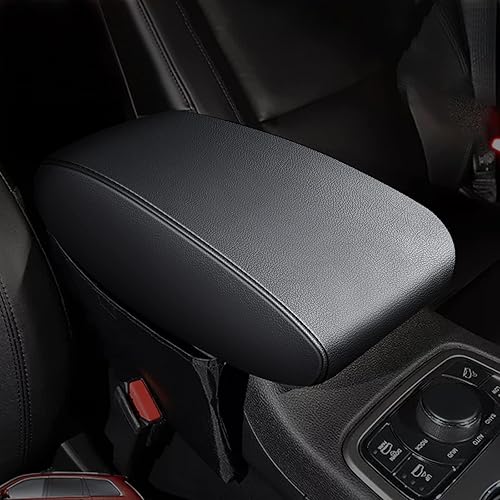 AOMSAZTO Fundas para reposabrazos de cuero negro para Grand Cherokee 2011-2021 Jeep consola para Grand Cherokee (no para 2022)
