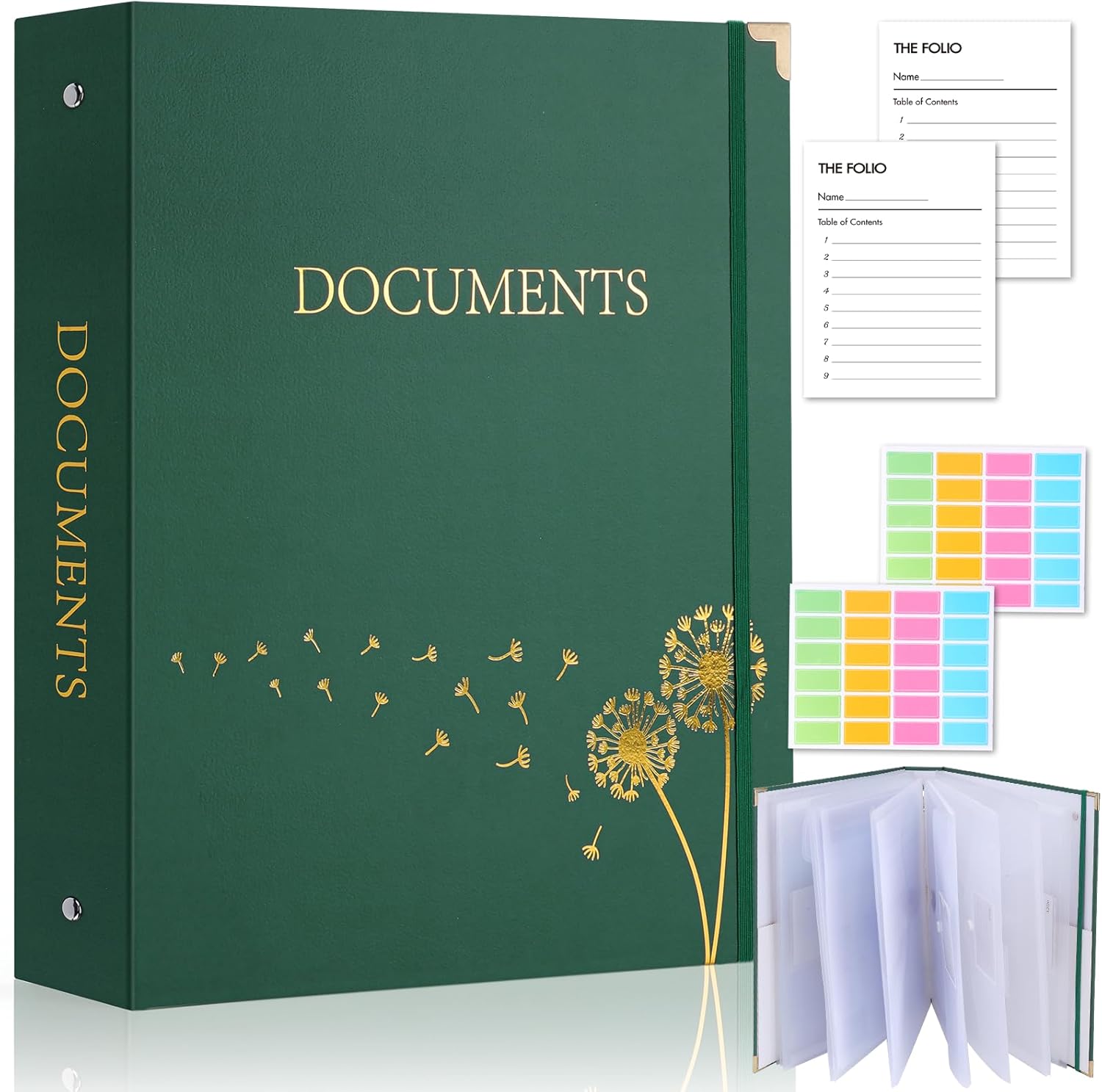 XKDOUS Important Document Organizer Folder Folio 3-Ring Accordion Storage File Folders in Case If I Die Binder Organizer with 9 Pockets, Labels for Papers, Files, Passports