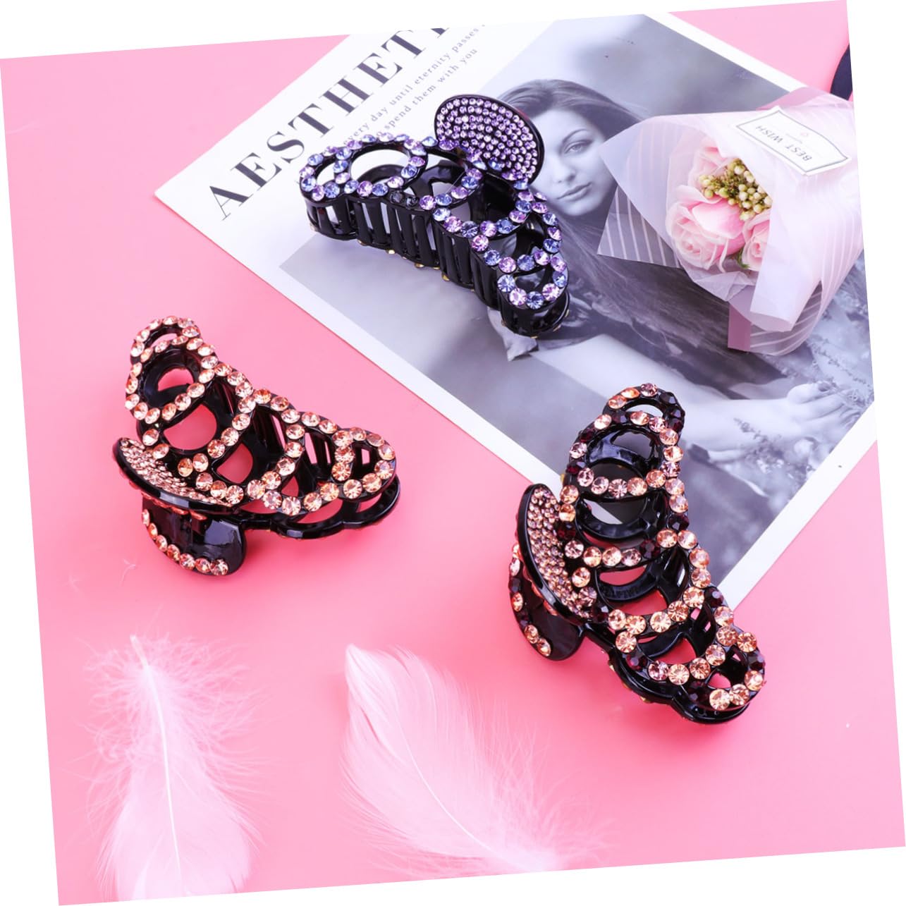 Housoutil 9stücke Teiliges Großer Haarklammern Mit Strass Für Elegante Hochsteckfrisuren Stylische Haaraccessoires Für Damen Violett Und Champagner