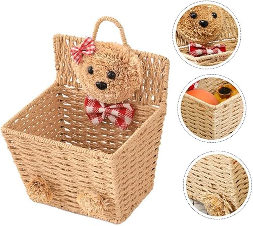 Miniatura 5 de Alipis Bear - Cesta de almacenamiento decorativa, ratán tejido, capacidad de 150 libras, color caqui, 15 x 15 x 15 pulgadas