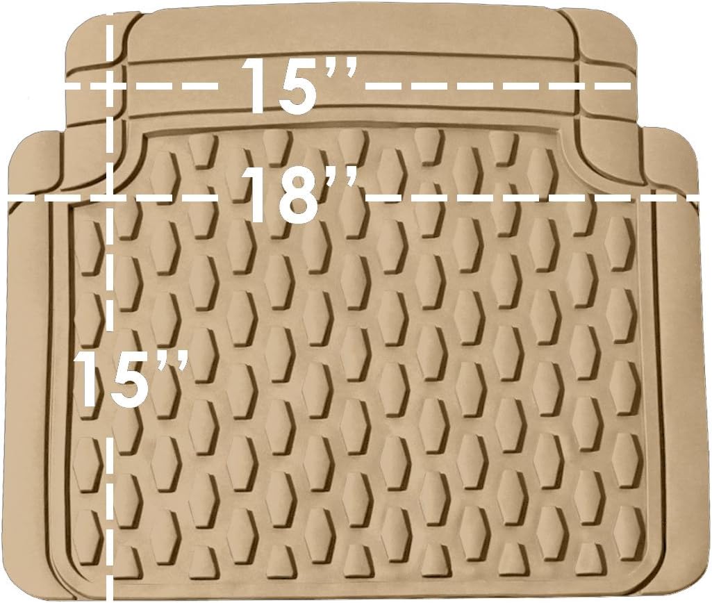 FH Group Automotive Floor Mats - Heavy-Duty Rubber Floor Mats for Cars, Universal Fit Full Set, ClimaProof Floor Mats, Trimmable Floor Mats For Most Sedan, SUV, Truck Floor Mats Beige