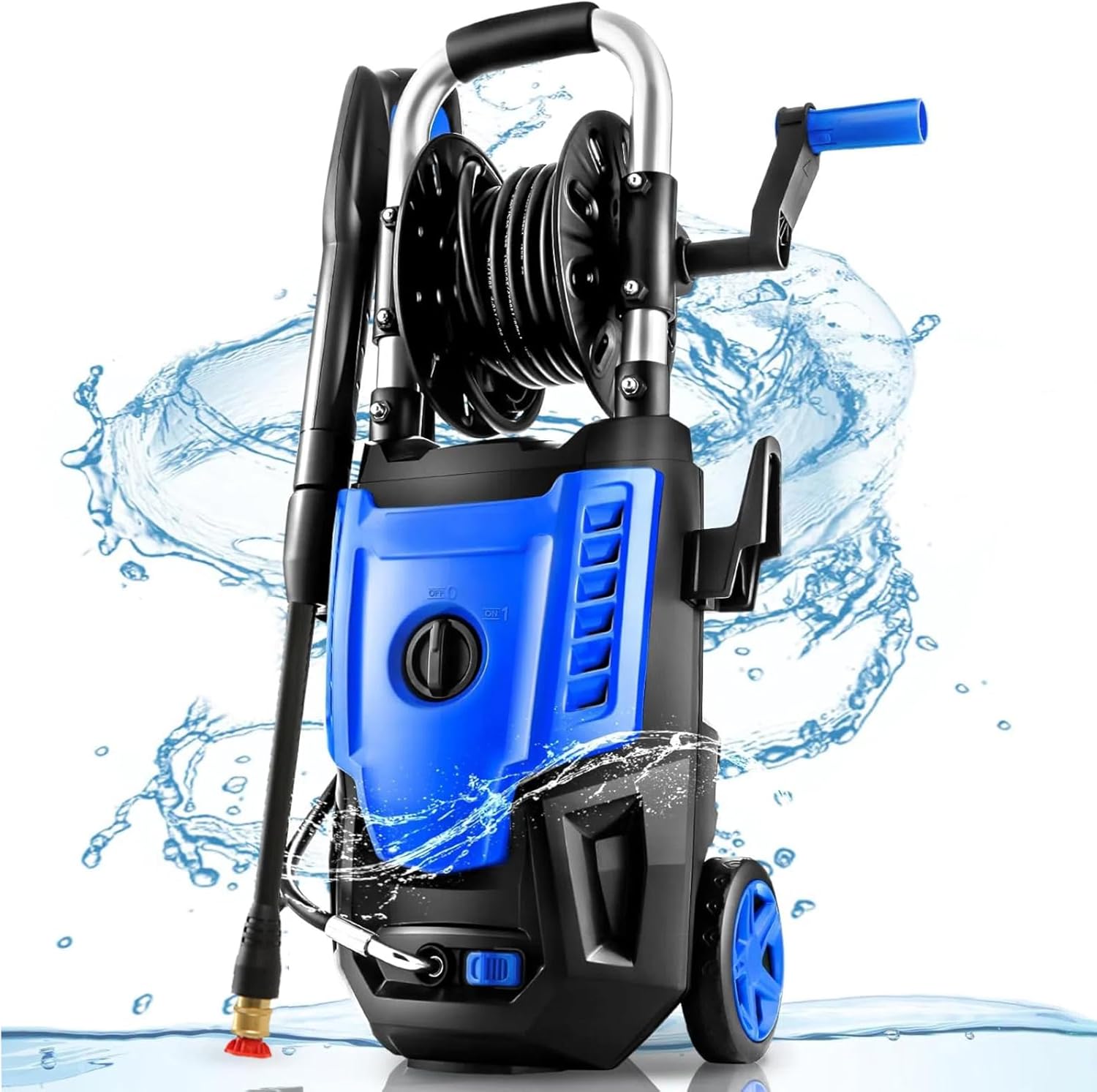 4800 PSI Electric Pressure Washer- 4.0 GPM High Power Washer with 33FT Hose Reel, 4 Spray Tips and Soap Bottle for Car Washing, Fence Cleaning, Patio Maintenance?Upgraded? (Blue)