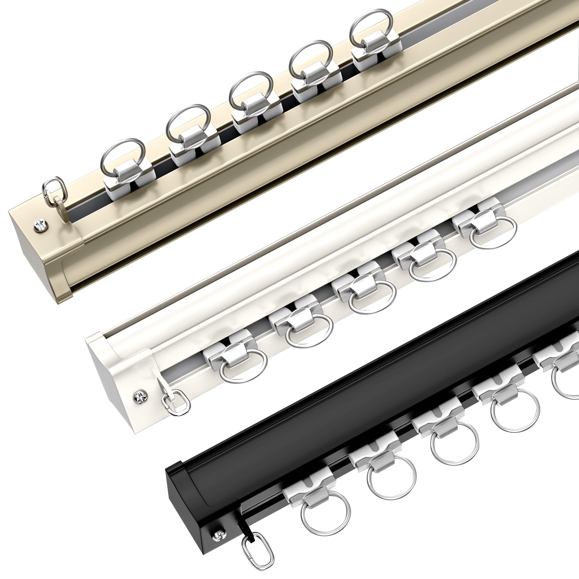 Système de Rail de Rideau à Montage au Plafond ou au Mur, Tringle à Rideau coulissante pour séparation de pièce, Rail de Rideau en Aluminium pour Salon, Chambre, Cuisine et Plus (n