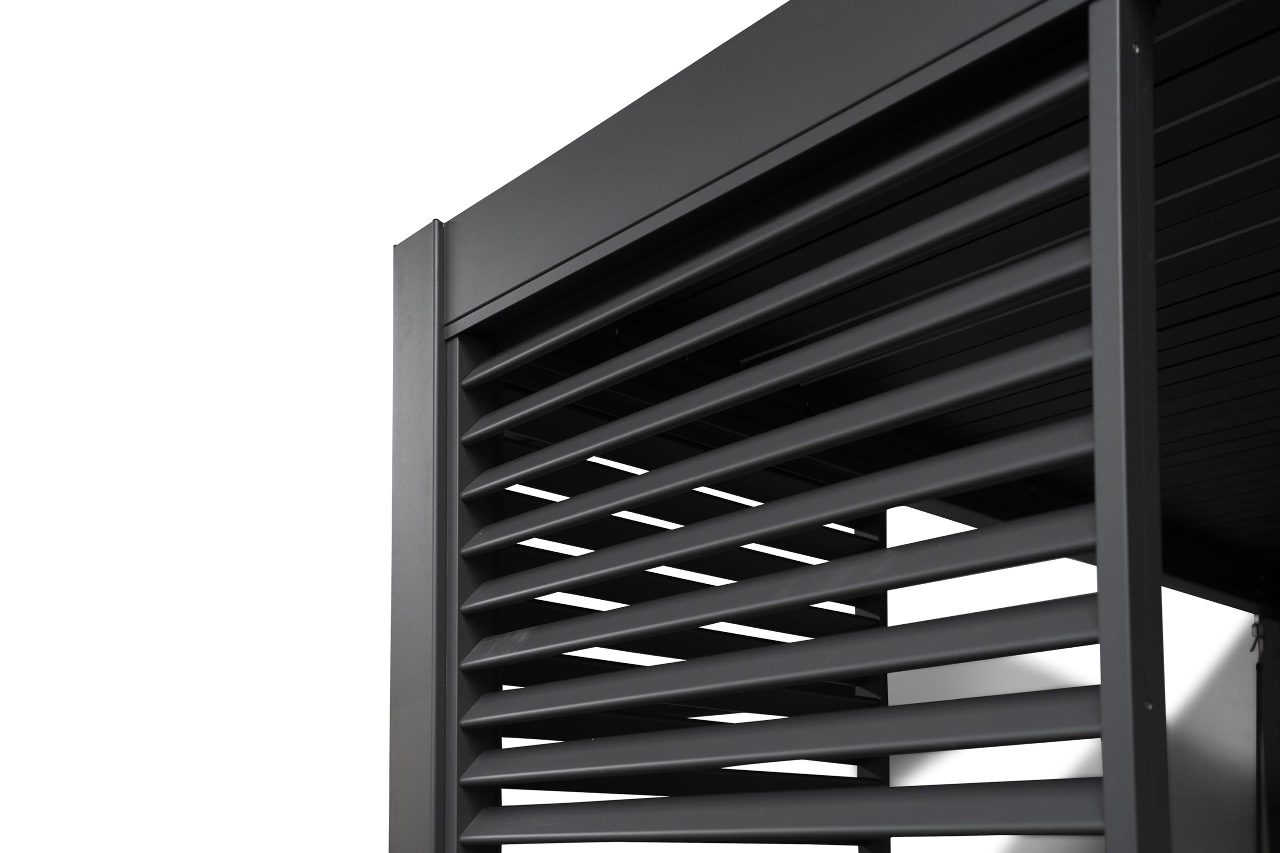 LECO-Lamellenpergola Deluxe – stilvolle Aluminium-Pergola 4 x 3 m mit Lamellen – anthrazit (Anthrazit, Lamellenwand 123 cm)