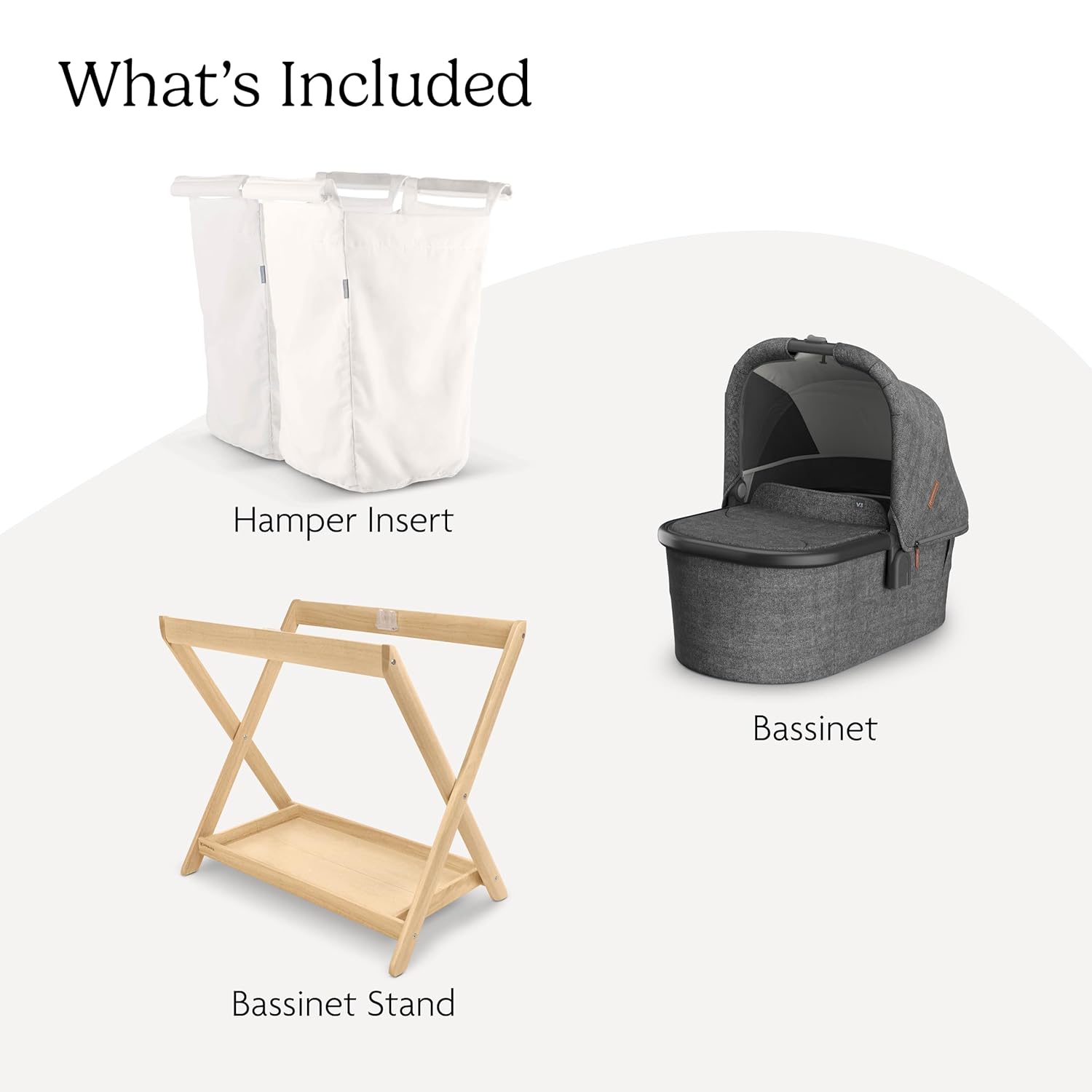 UPPAbaby Newborn Bundle – Greyson Bassinet V3 + Natural Bassinet Stand + Hamper Insert