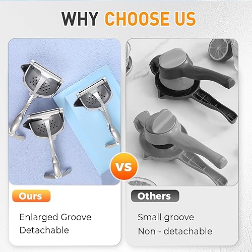 Miniatura 5 de Extractor de jugo de fruta fresca de aleación de aluminio, exprimidor manual de limón con agarre ergonómico para naranja, cítricos, granada, lima,