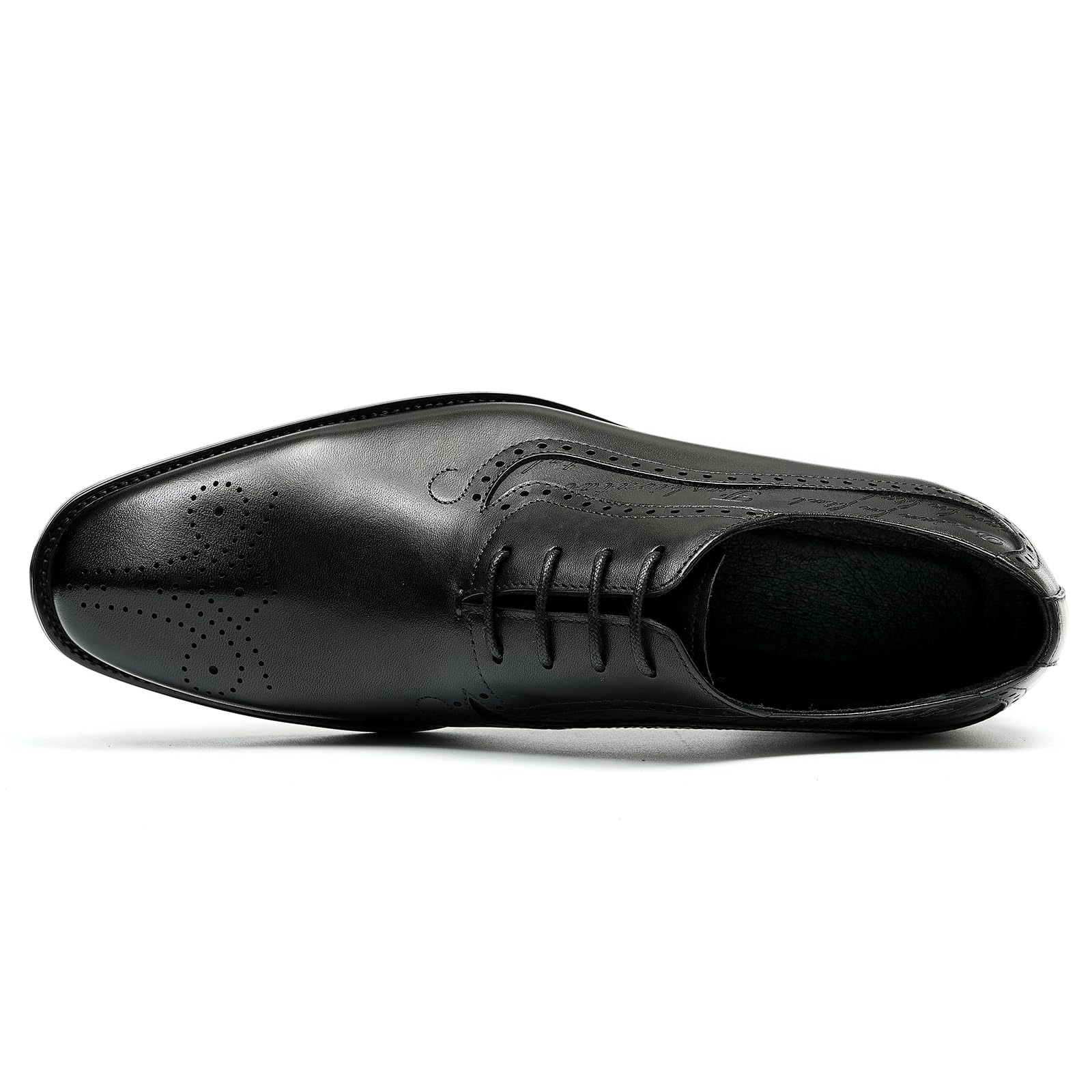 Brogues Oxford Formales Negocios para Hombres Zapatos Vestido en Cuero Genuino Zapatos de Vestir Bajos con Cordones
