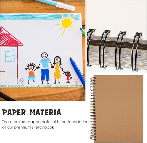 Miniatura 5 de VICASKY Cuaderno de bocetos en espiral, tapa de estraft, bloc de bocetos en blanco, cuaderno de bocetos a granel, bocetos con alambre para dibujar