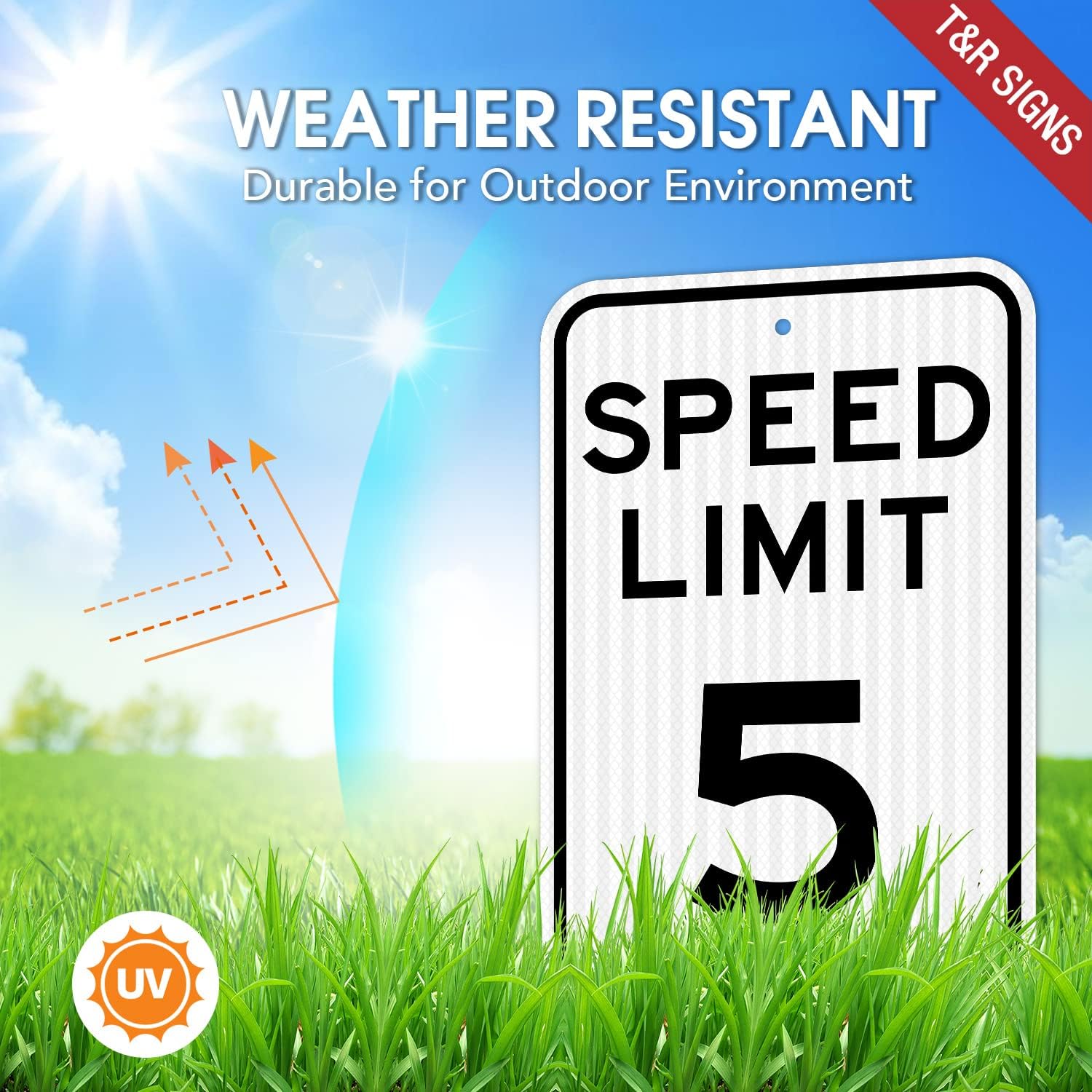 (4 Pack) Speed Limit 5 MPH Sign, Slow Down, Traffic Sign, 18" x 12" Engineer Grade Reflective Sheeting, Rust Free Aluminum, Weather Resistant, Waterproof, Fade Resistant, 2 Pre-drilled Holes