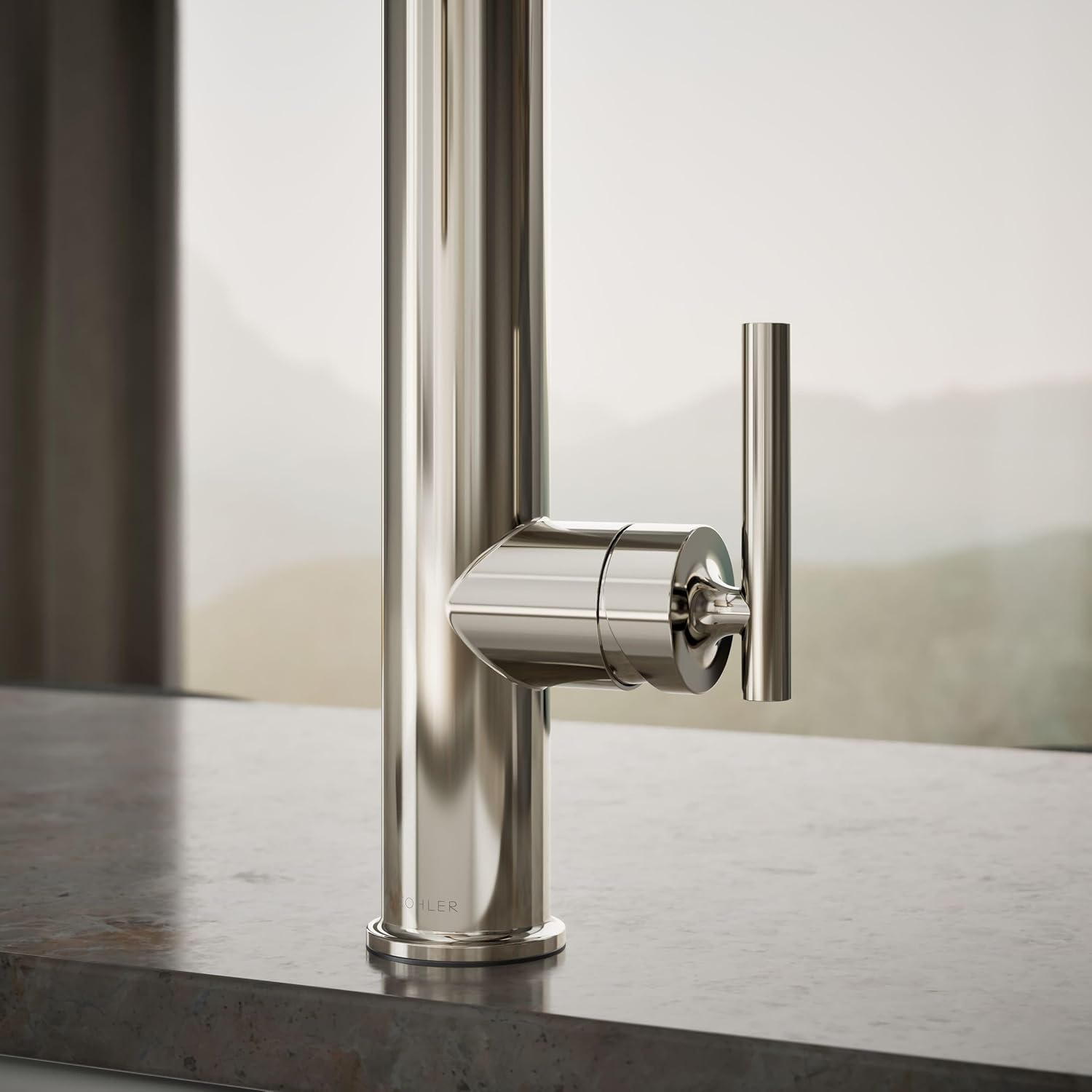 KOHLER 24982-SN Purist Semi-Professional Kitchen Sink Faucet with 3-Function Pull down sprayer, Vibrant Polished Nickel