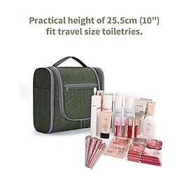 Narwey Hanging Toiletry Bag for Women Travel Makeup Bag Organizer Toiletries Bag Men for Cosmetics Essentials Accessories (Large, Army Green)