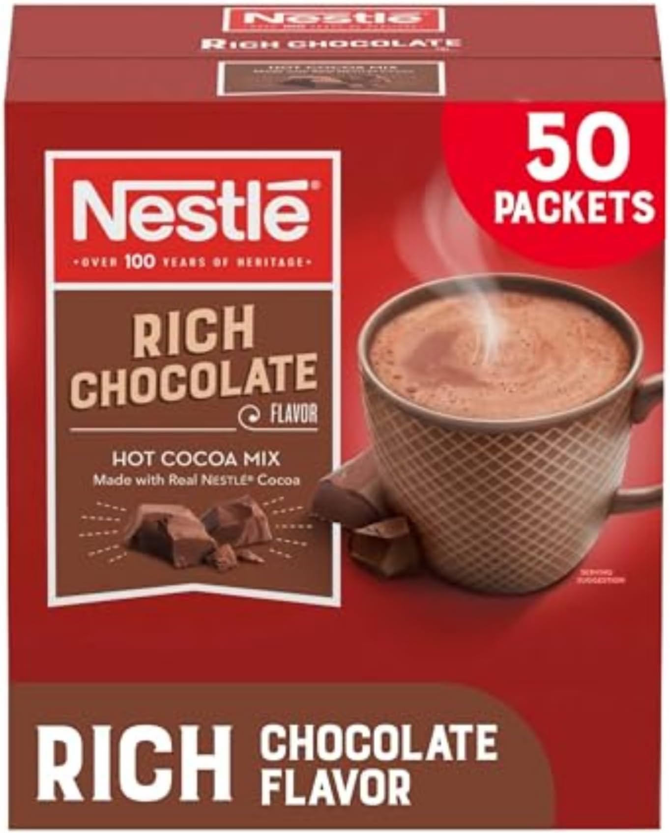 Instant Hot Cocoa Mix, Rich Chocolate, 71/100 oz, 50/Box
