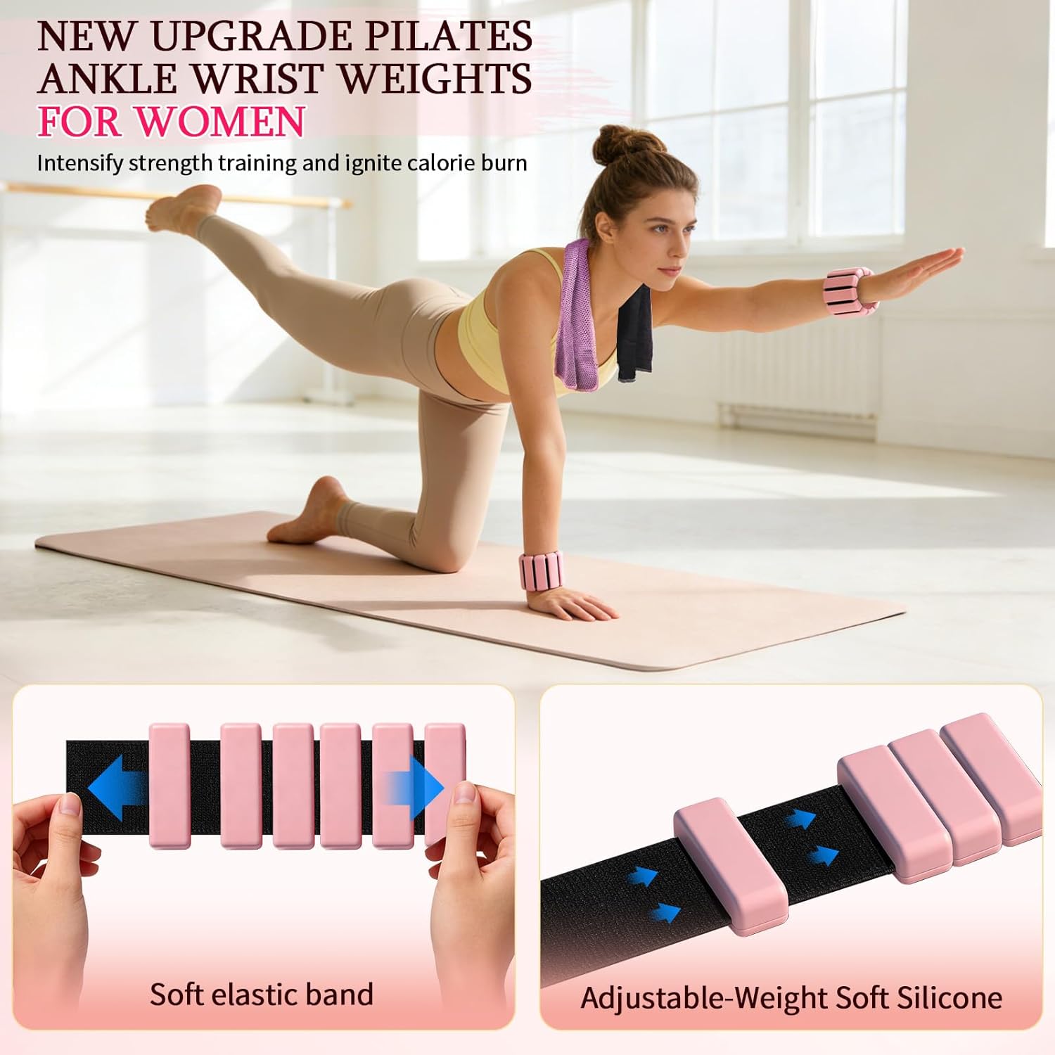 Pilates Kit for Women,17PCS Home Pilate Equipment Essentials, 12.6" Pilates Ring Ball Set with Resistance Bands, Ankle Weights, Sliders,Thigh Trainer, Yoga Strap,Socks Accessories for Home Workout - Image 5