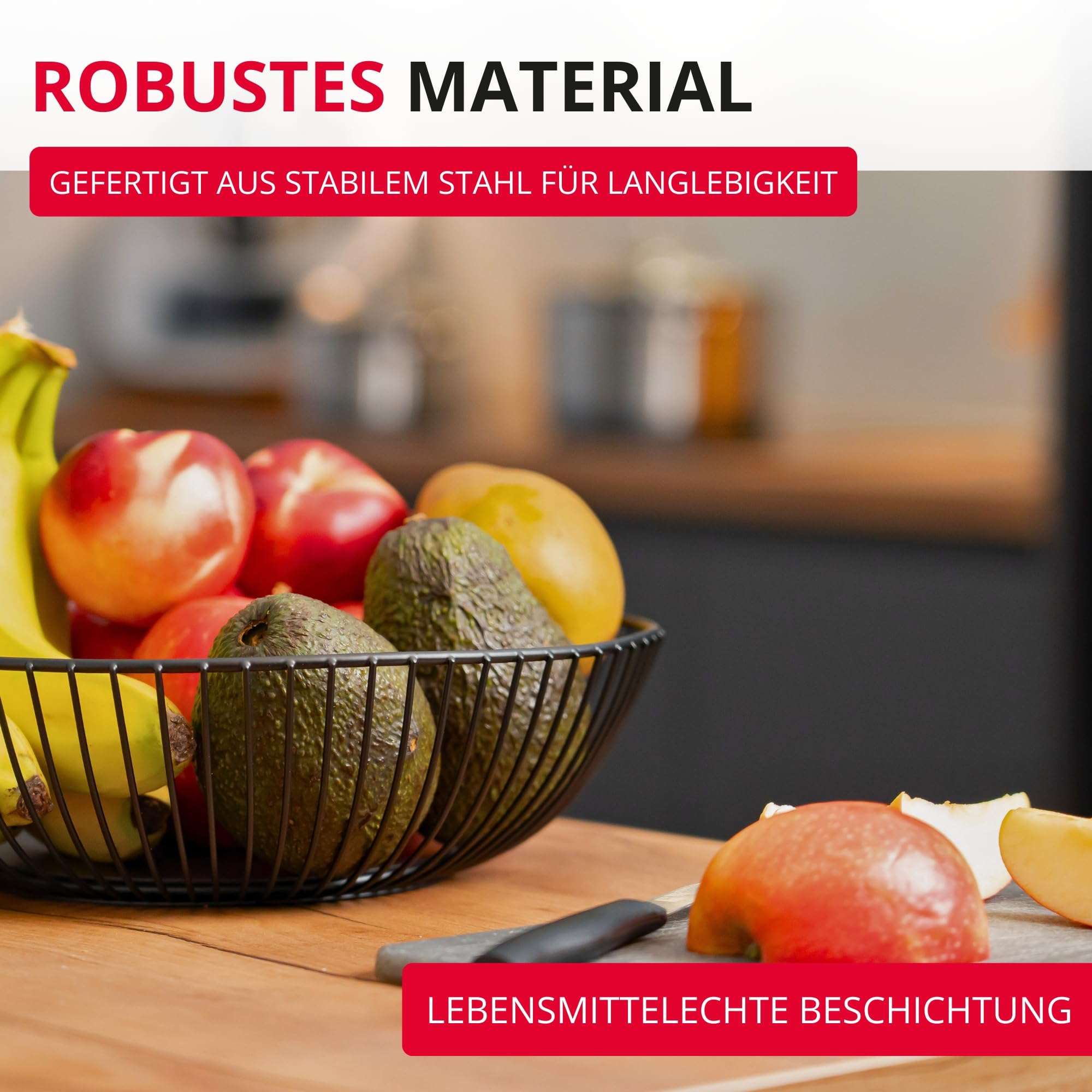 Westmark Drahtkorb Lumos Groß – Stilvolle Obstschale & Brotkorb – Dekorativer Metallkorb für Obst, Gemüse, Brot & Brötchen – Schwarz, 28 cm