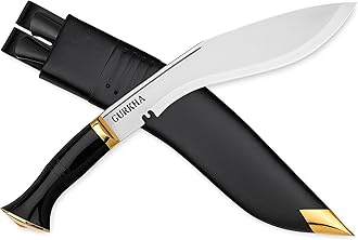 Gurkha Nepal Army Kukri Knife 9" Fixed Blade Full Tang Carbon Steel Authentic Hand Forged Historical Kukri Khukuri With Leather Sheath & 2 Small Knives - Hand-Hammered In Nepal