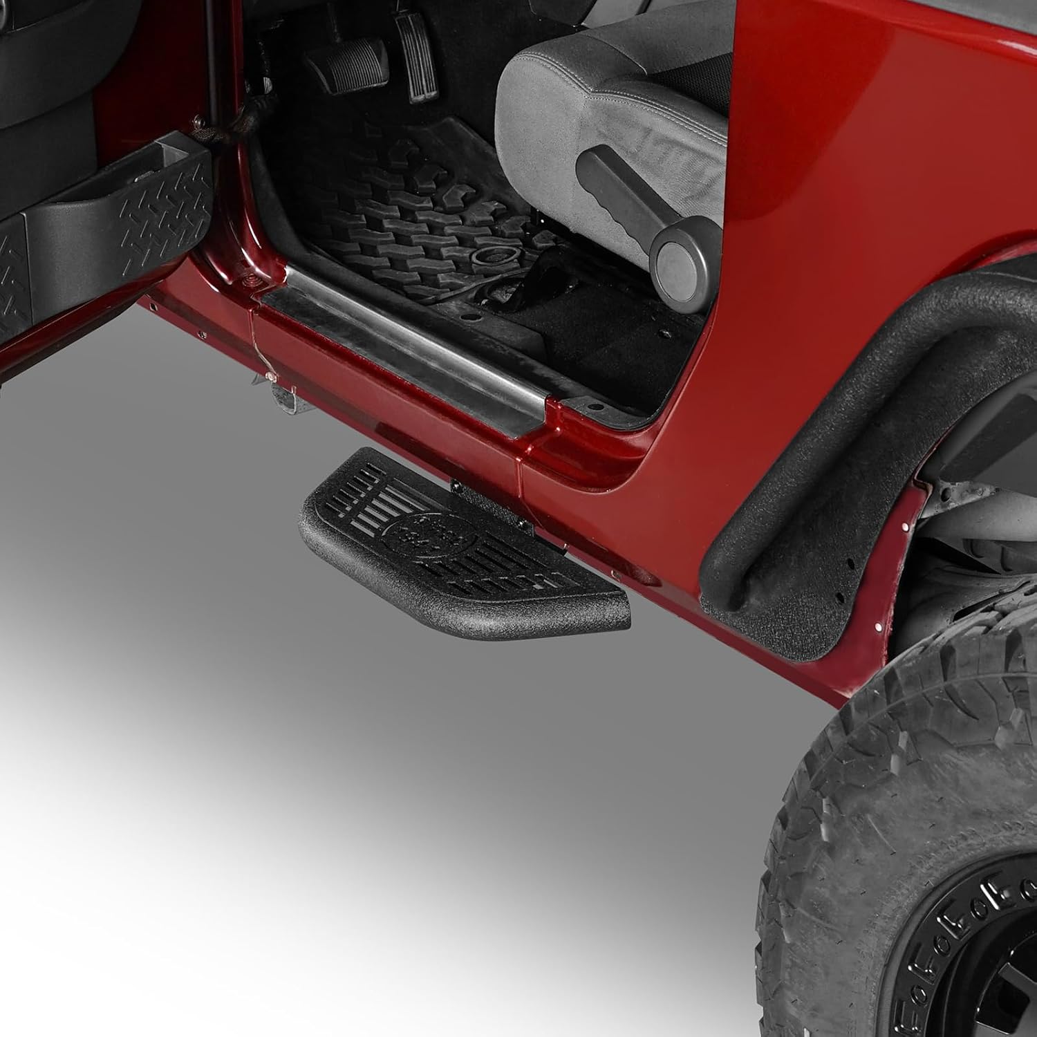 Hooke Road 2 Doors Running Boards Nerf Side Step Bars for 2007-2018 Jeep Wrangler JK 2-Door, 2 PCS Step Pads