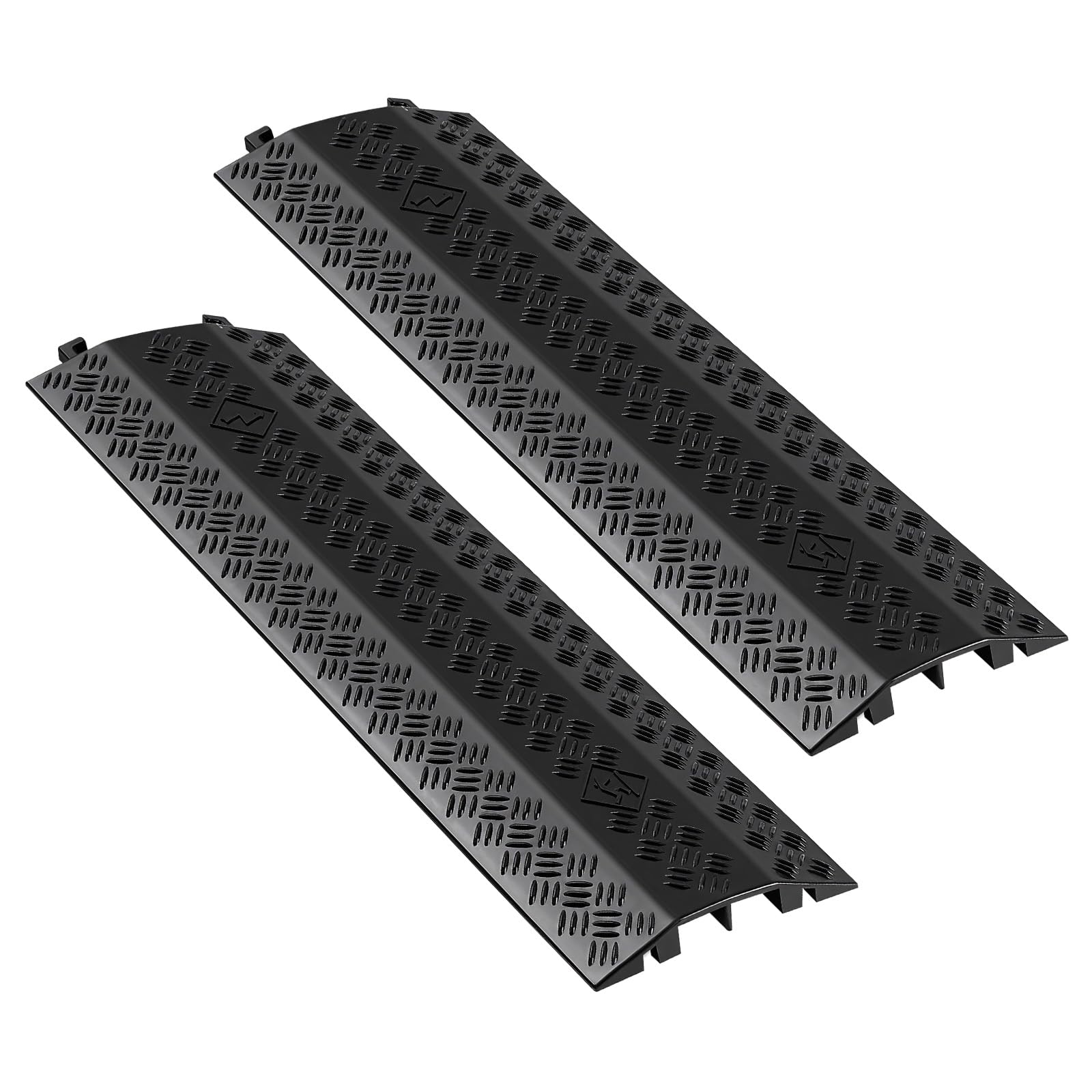 VEVOR 2 Pack Drop Over Cable Cover, 2 Channel Heavy Duty Cable Hose Protector Ramp, 38.3'' Floor Cord Cover, 17,500 lbs/Axle Load Capacity, for Traffic Areas, Indoor, Outdoor, Home, Office, Warehouse