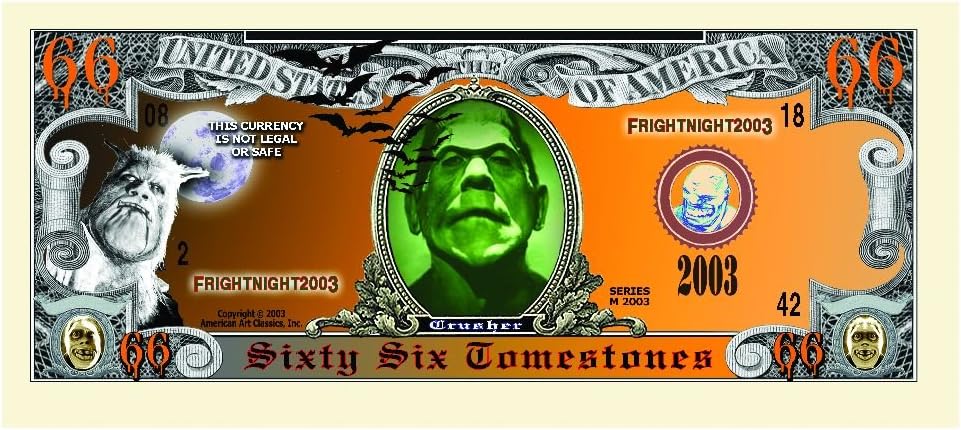 American Art Classics Scary Monster Halloween Novelty Money Bill - Pack of 25 - Best Halloween Fun- This Item is A Reproduction, Replica, Or Copy As Seen in The Title and The Description