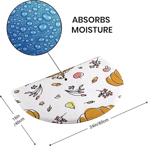 Miniatura 2 de Alfombras de baño, estilo textil, estilo retro, diseño de medio círculo, alfombra de puerta de medio círculo, alfombra de decoración del hogar,