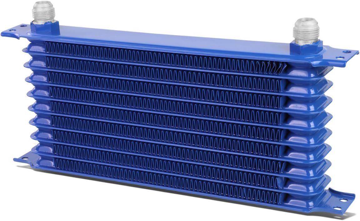 Auto Dynasty Universal Automotive Blue Aluminum 10-Row Engine & Transmission Oil Cooler