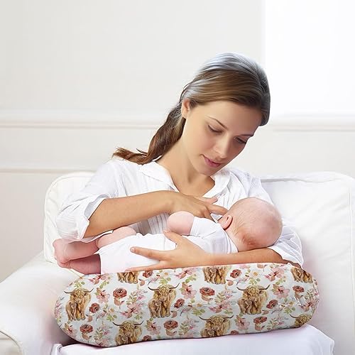 Miniatura 5 de KAINSY Funda de almohada de lactancia, funda de almohada de lactancia de vaca de las tierras altas, funda elástica extraíble para almohadas de