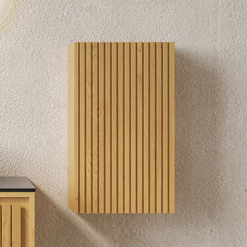 23-Inch Tall Bathroom Wall Mounted Cabinet, Sleek Narrow Storage with Door, for Small Spaces, Corolla Grain Color