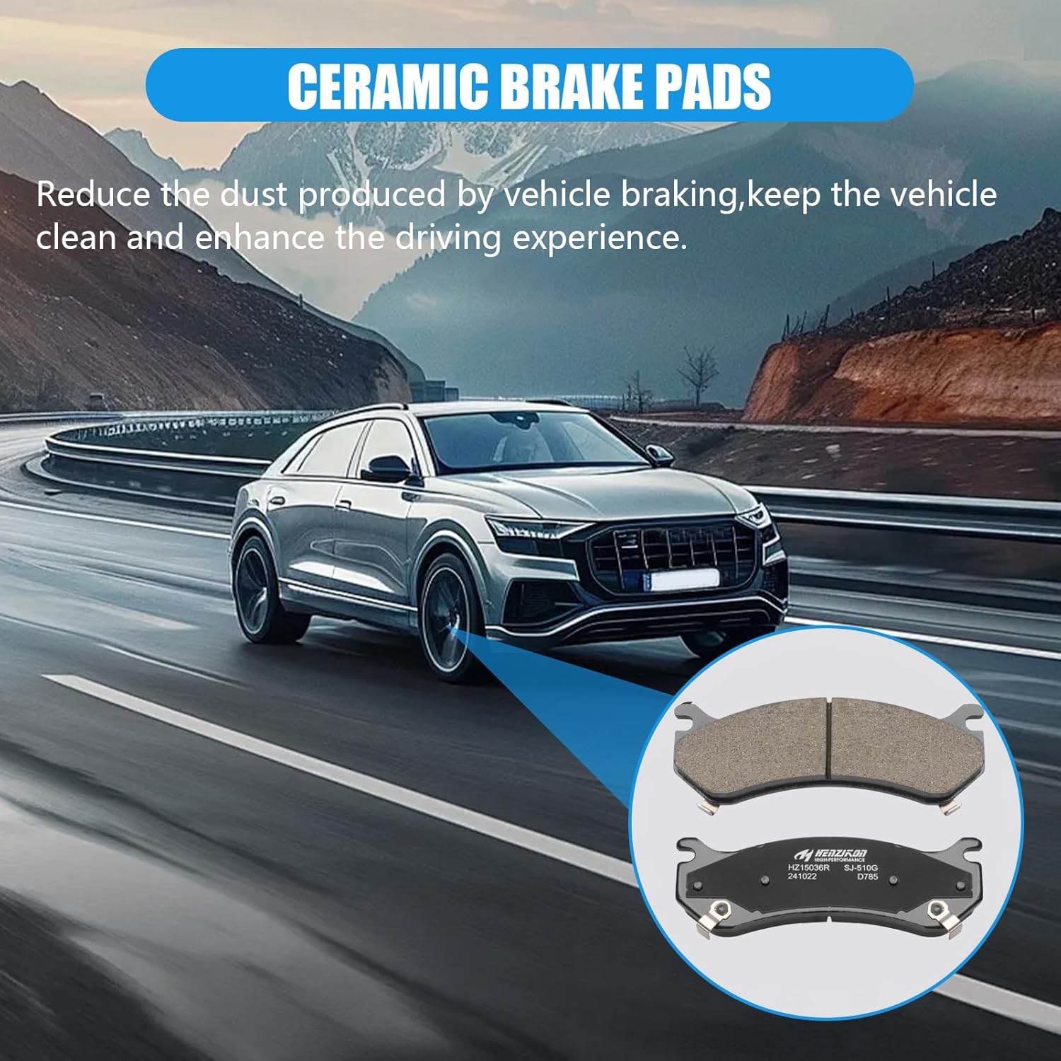 HZ785 Ceramic Disc Brake Pad Set - Compatible with Select 2002-2006 Cadillac Escalade ESV EXT; Chevrolet Avalanche, Express, 1500 Silverado, Suburban, Tahoe; GMC Savana, SIERRA 1500,Yukon XL