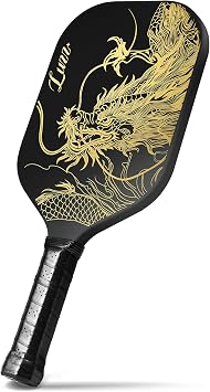 LUZZ Frameless Pickleball Paddle, Ultra Thermoformed Imperial Dragon14mm T700 Carbon Fiber No Edge Pickleball Paddles Friction Surface for Spin Edgeless Pickle Ball Rackets for Players