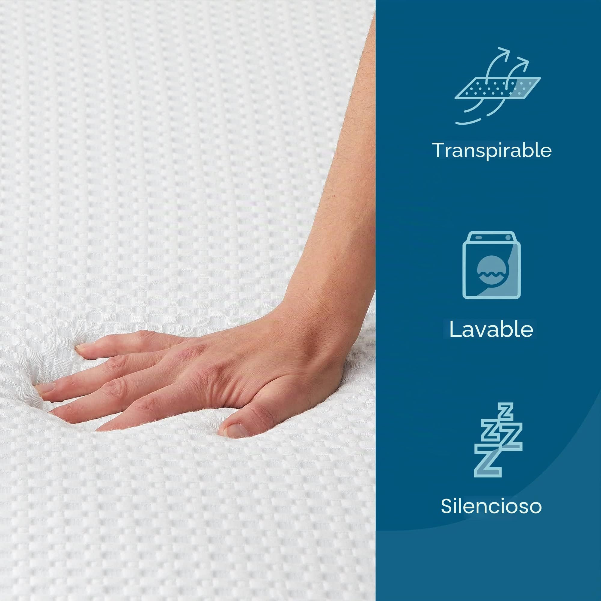 Lucid Funda de colchón, Suave y Transpirable, Lavable a máquina, Antideslizante (cubrecolchón no Incluido), tamaño King (150 x 200 cm), 5 cm