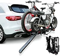TerriPlaze Ebike Rack with Ramp for 2" Hitch - 2 Bike Carrier, 160 lbs Capacity, Fits 5" Fat Tires, Tiltable, Locks & Wheels